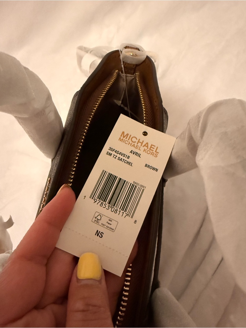 Michael Kors Avril Small Logo Top-Zip Satchel Brown - Picture 11 of 16